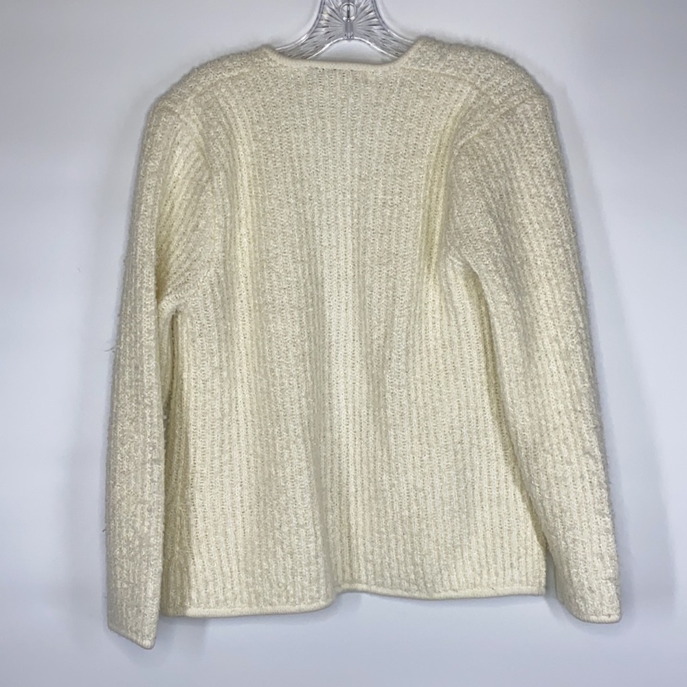 Sideffects Vintage White Open Front Fuzzy Cardiga… - image 2